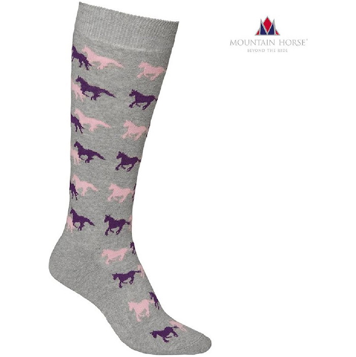 Mountain Horse Junior Running Horse Sock 60960 - Grey Melange